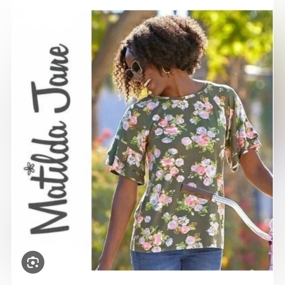 Matilda Jane Let’s Go Together Olive Floral Blouse